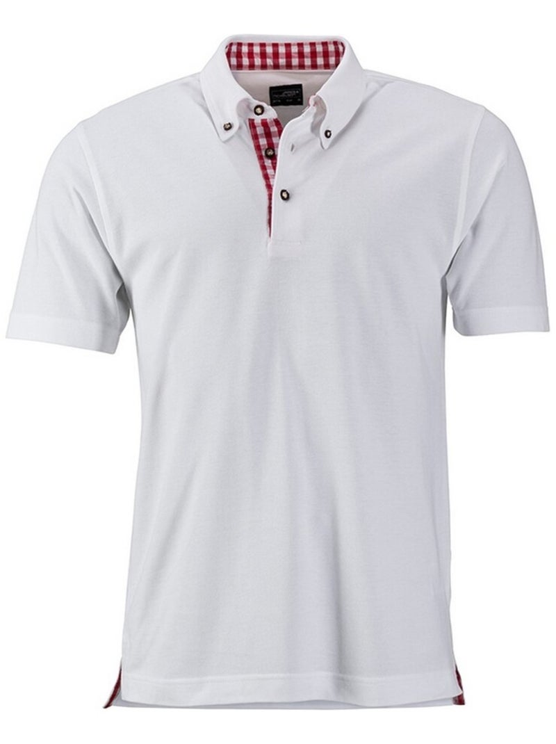 James and Nicholson - Polo TRADÇaIONAL Blanc Rouge - Kiabi