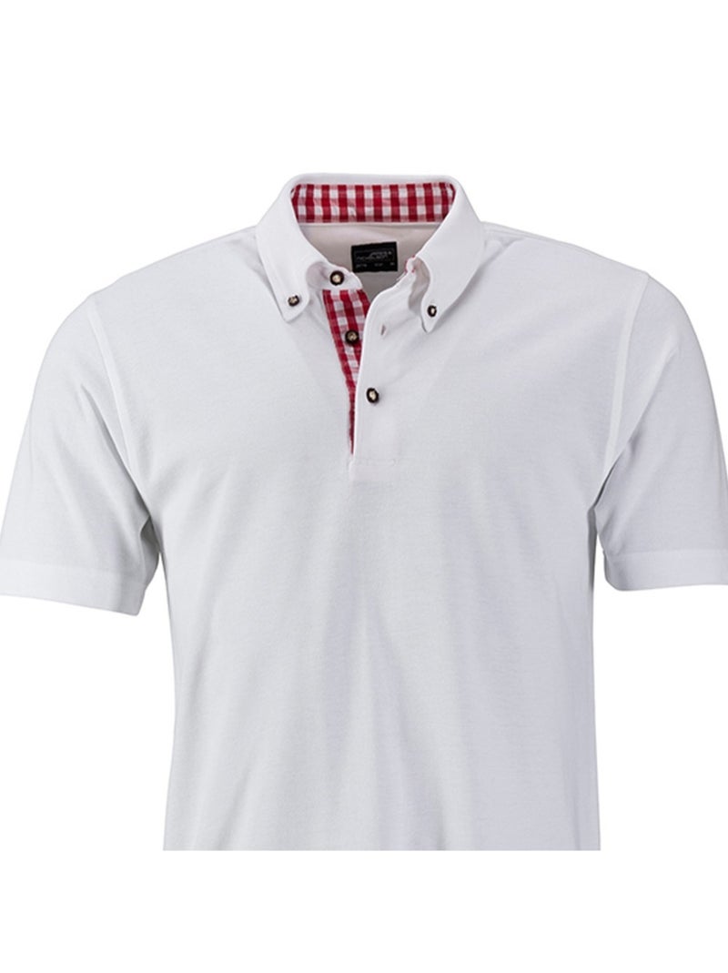 James and Nicholson - Polo TRADITIONAL Blanc Rouge Blanc - Kiabi