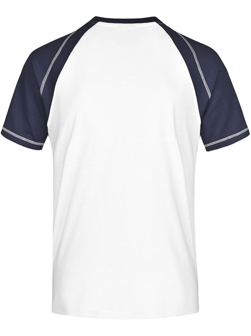 James and Nicholson - T-shirt manches raglan motif/style Contrasté Blanc Bleu - Kiabi