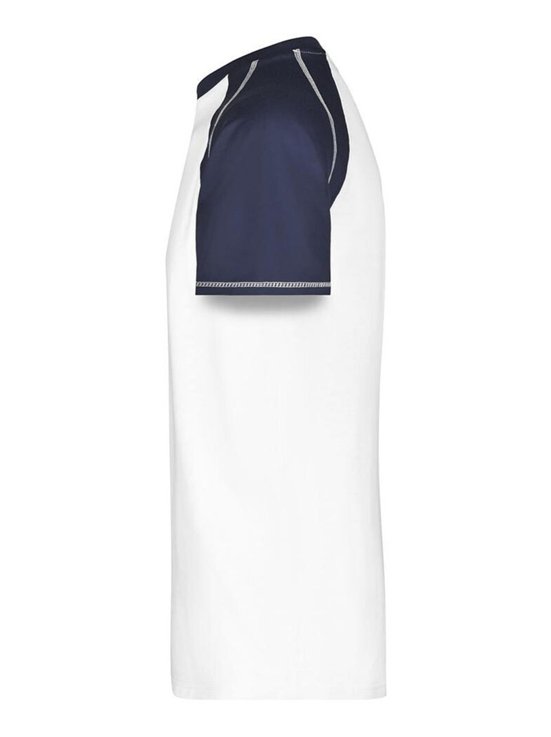 James and Nicholson - T-shirt manches raglan motif/style Contrasté Blanc Bleu - Kiabi
