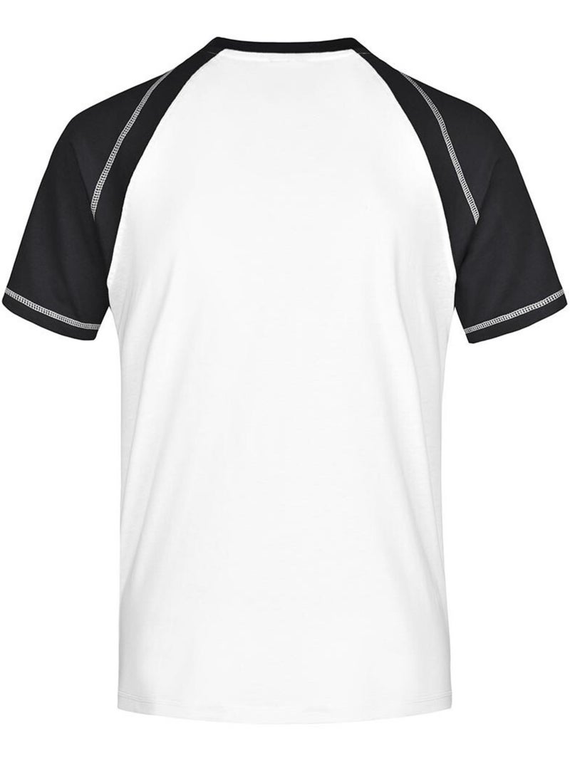 James and Nicholson - T-shirt manches raglan motif/style Contrasté Blanc Noir - Kiabi