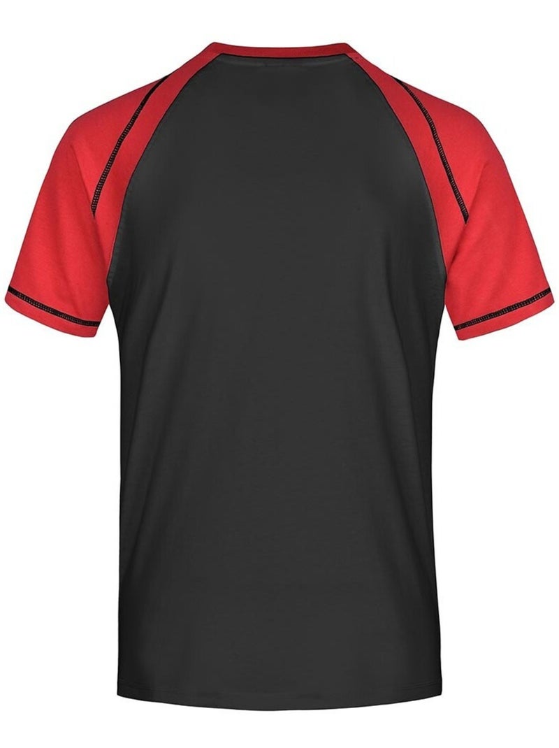 James and Nicholson - T-shirt manches raglan motif/style Contrasté Noir Rouge - Kiabi