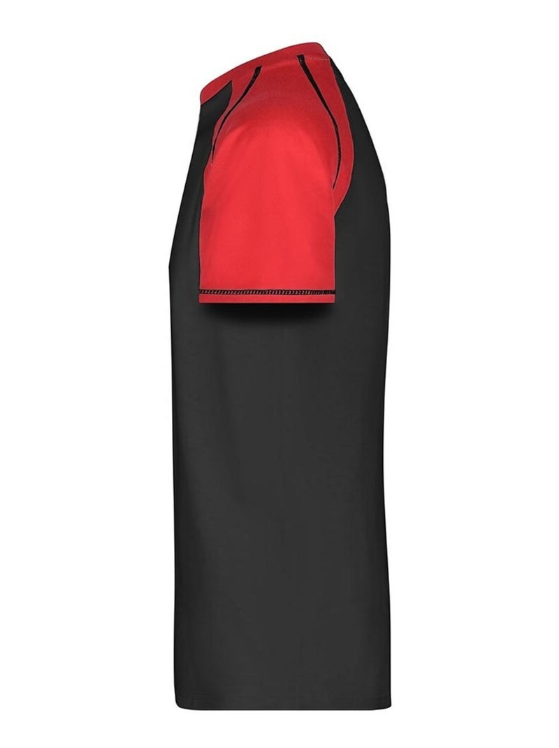 James and Nicholson - T-shirt manches raglan motif/style Contrasté Noir Rouge - Kiabi