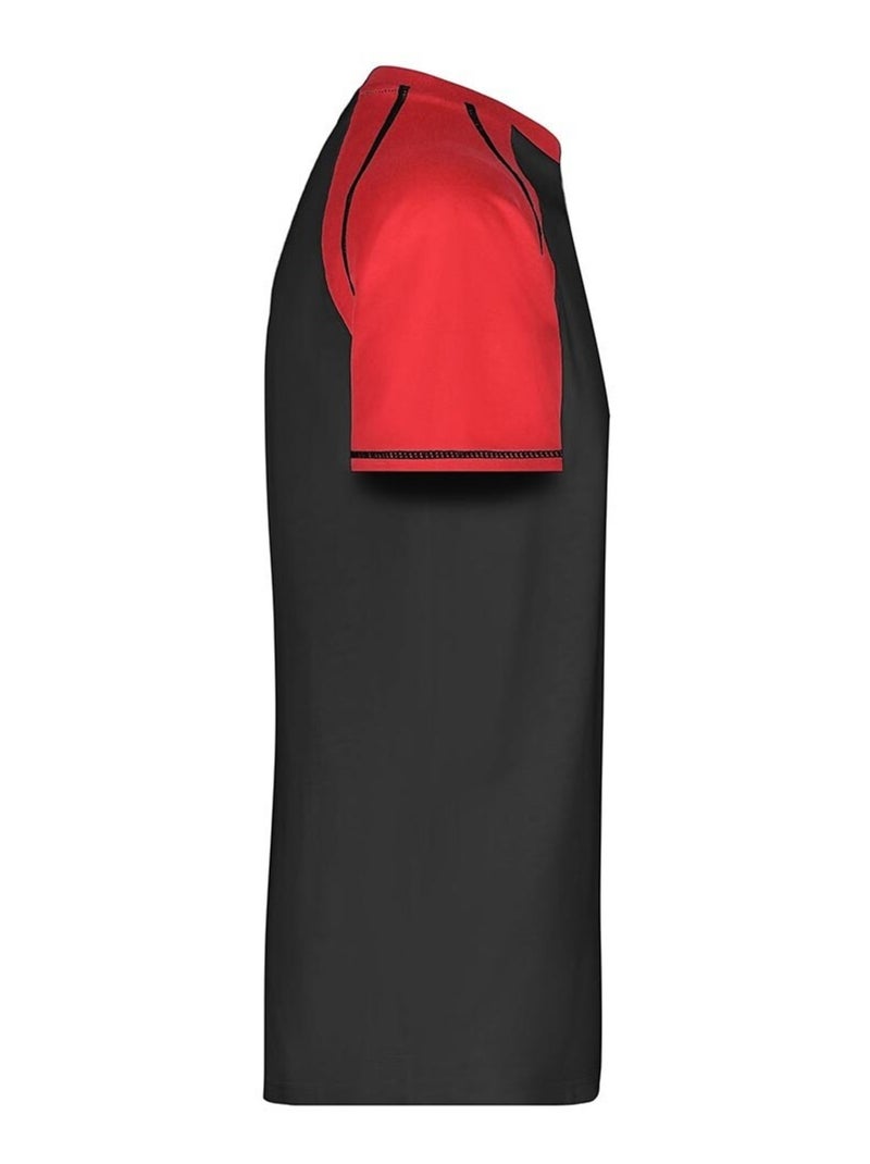 James and Nicholson - T-shirt manches raglan motif/style Contrasté Noir Rouge - Kiabi