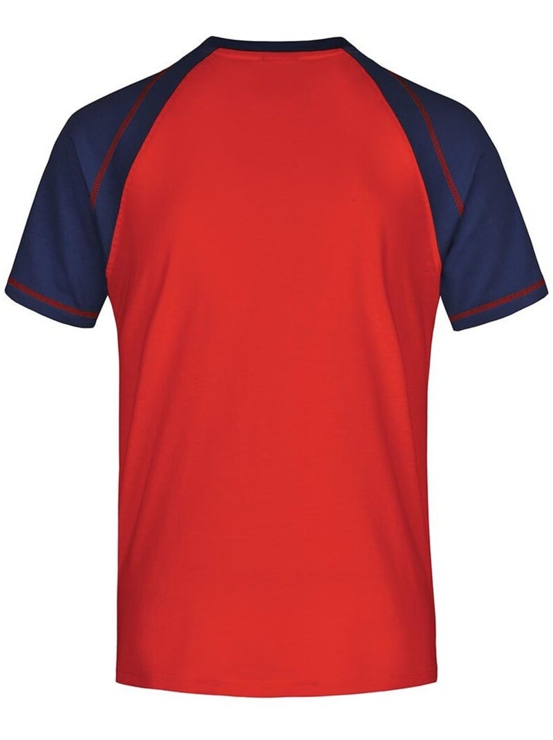 James and Nicholson - T-shirt manches raglan motif/style Contrasté Rouge cachemire - Kiabi