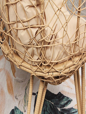 JANE - Fauteuil œuf sur pied en rotin gris