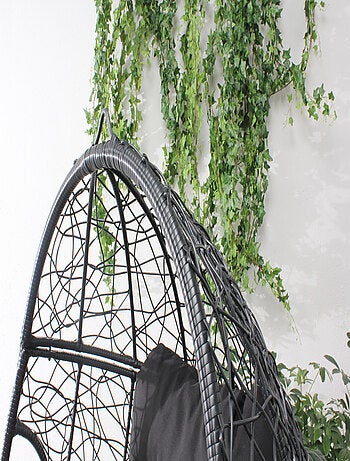 JANE - Fauteuil œuf sur pied en rotin gris