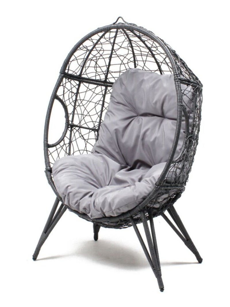 JANE - Fauteuil œuf sur pied en rotin gris Gris - Kiabi