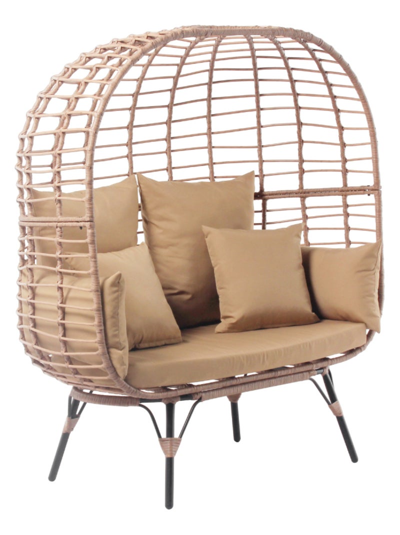 JANE - fauteuil sur pied effet rotin Marron - Kiabi