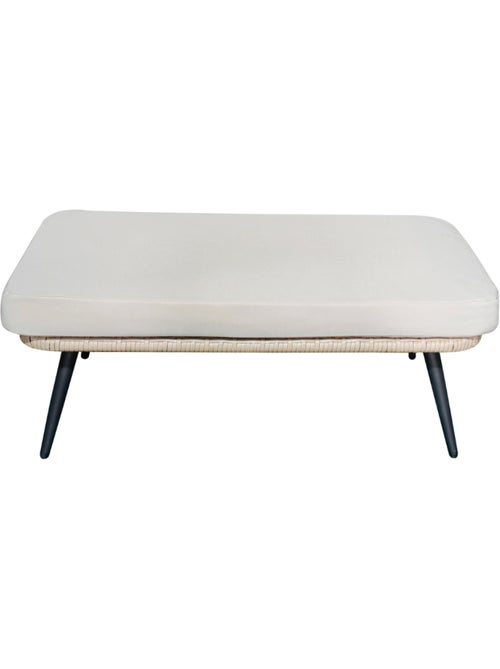 JANE Ensemble fauteuil sur pied effet rotin et repose-pieds avec coussin beige - Kiabi