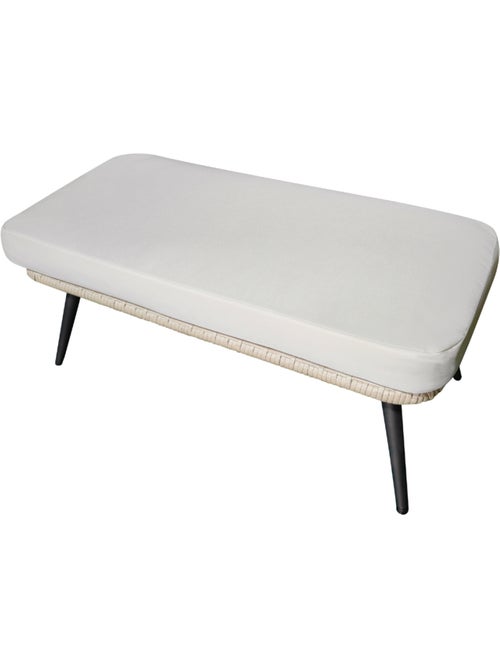 JANE Ensemble fauteuil sur pied effet rotin et repose-pieds avec coussin beige - Kiabi