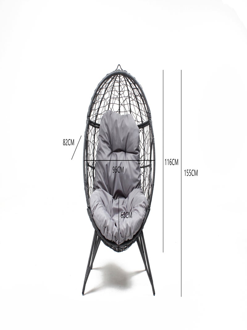 JANE Fauteuil œuf sur pied en résine gris effet rotin Gris - Kiabi
