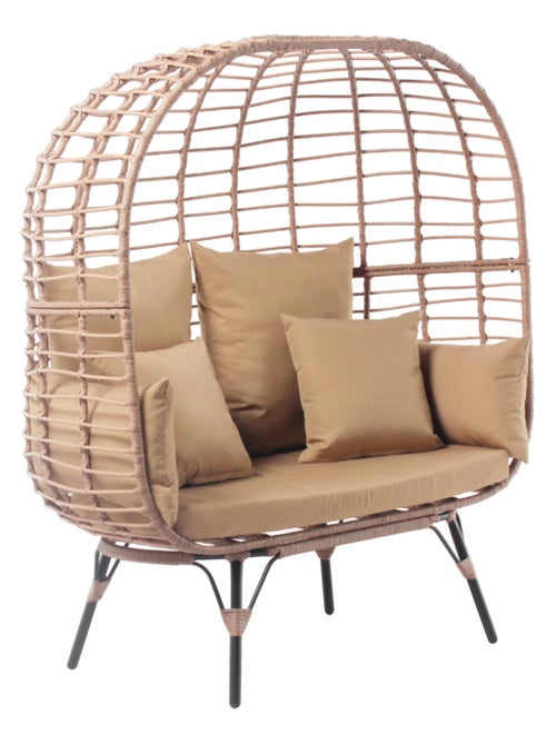 JANE Fauteuil sur pied 2 place en résine effet rotin - Kiabi