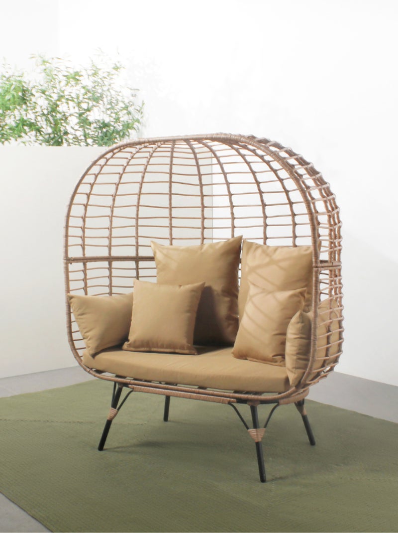 JANE Fauteuil sur pied 2 place en résine effet rotin Marron - Kiabi