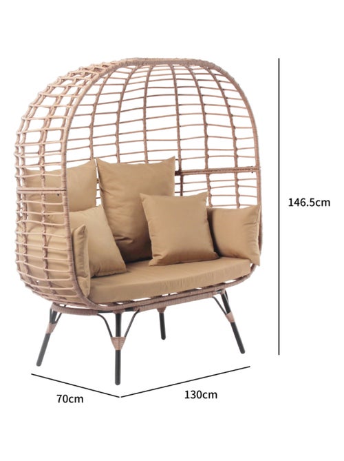 JANE Fauteuil sur pied 2 place en résine effet rotin - Kiabi