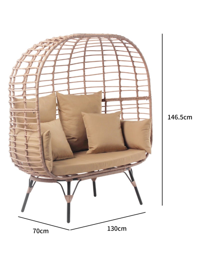 JANE Fauteuil sur pied 2 place en résine effet rotin Marron - Kiabi