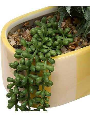 Jardinière de plantes artificielles en céramique