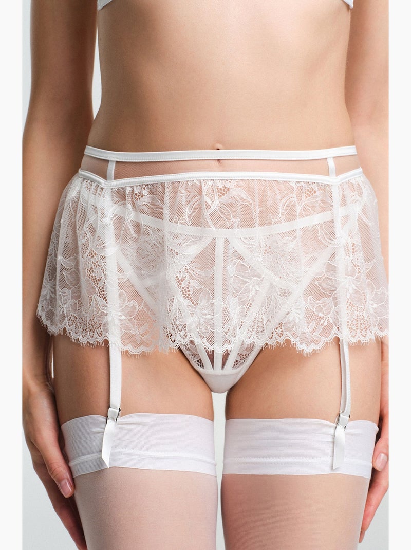 Jartier lilya en dentelle effet usé penti Blanc - Kiabi