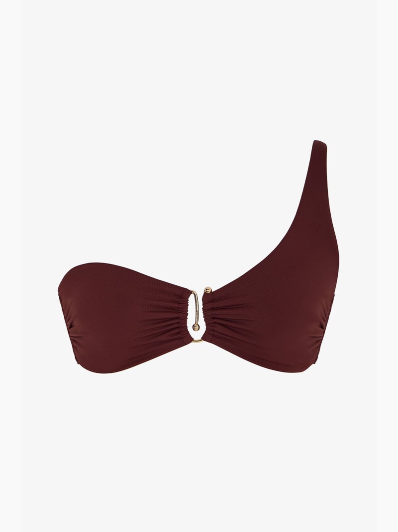 Jasmine haut de bikini une épaule penti Marron chocolat - Kiabi