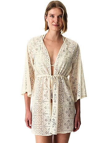 Jasmine kimono à motif ethnique, dentelle, manches longues penti