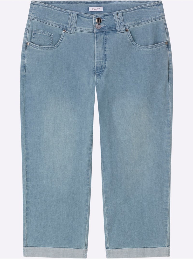 Jean 3/4 - Taille Standard - Sheego Bleu Blanc - Kiabi