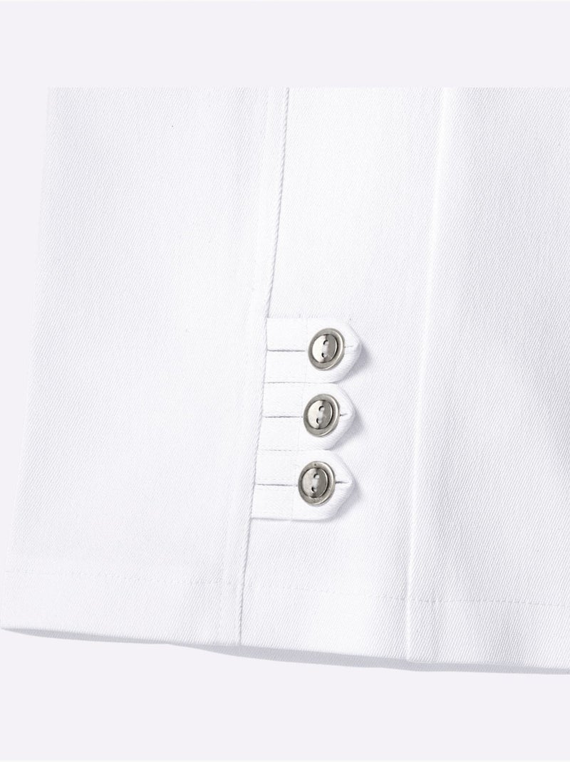 Jean 3/4 avec ceinture élastique à boutons décoratifs - Taille standard - Moda Vilona Blanc - Kiabi