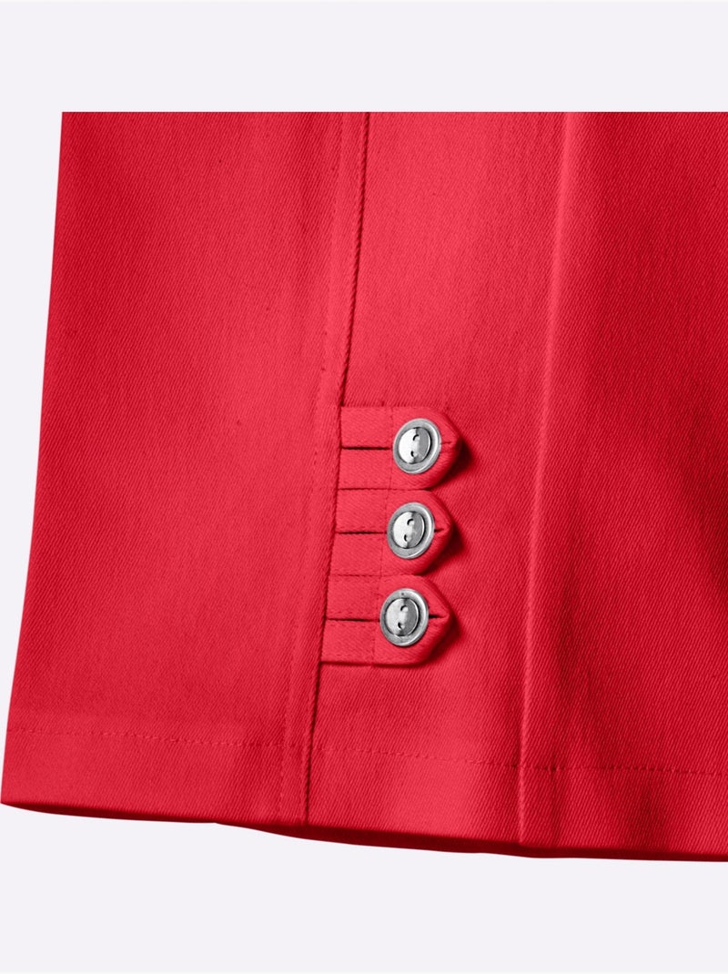 Jean 3/4 avec ceinture élastique et boutons décoratifs - Taille standard - Moda Vilona Rouge - Kiabi