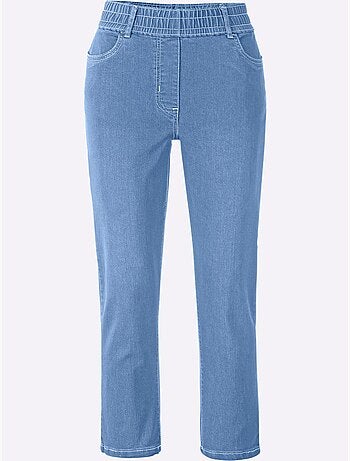 Jean 3/4 avec ceinture élastique et effet ventre plat - Taille standard - Moda Vilona