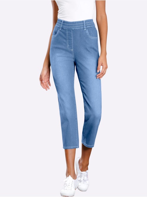 Jean 3/4 avec ceinture élastique et effet ventre plat - Taille standard - Moda Vilona - Kiabi