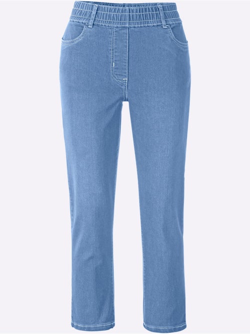 Jean 3/4 avec ceinture élastique et effet ventre plat - Taille standard - Moda Vilona - Kiabi
