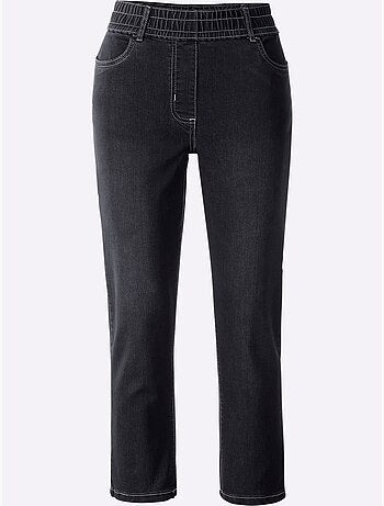 Jean 3/4 avec ceinture élastique et effet ventre plat - Taille standard - Moda Vilona