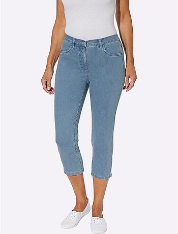 Jean 3/4 avec ceinture élastique et laçage décoratif - taille standard - moda vilona