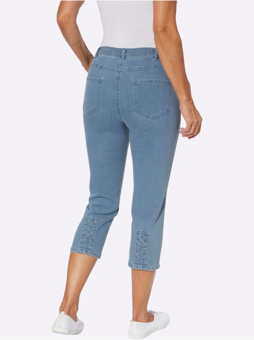 Jean 3/4 avec ceinture élastique et laçage décoratif - Taille standard - Moda Vilona - Kiabi