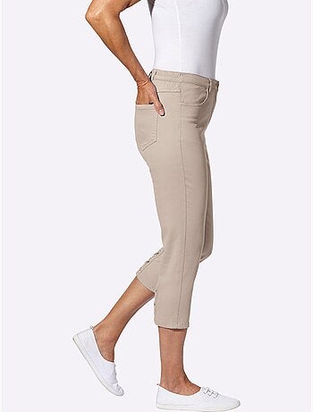 Jean 3/4 avec ceinture élastique et laçage décoratif - taille standard - moda vilona