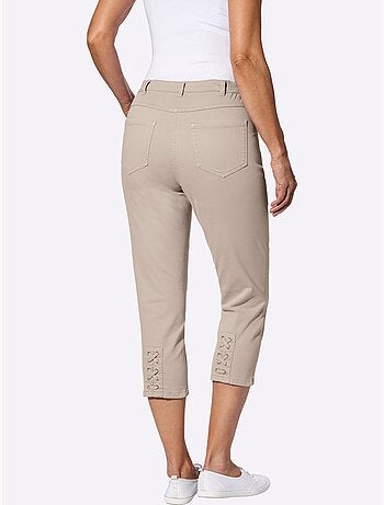 Jean 3/4 avec ceinture élastique et laçage décoratif - taille standard - moda vilona