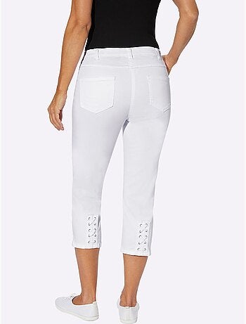 Jean 3/4 avec ceinture élastique et laçage décoratif - Taille standard - Moda Vilona
