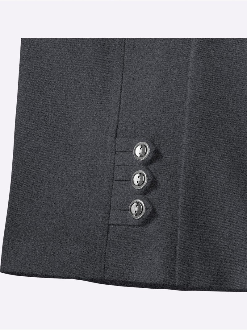 Jean 3/4 droit avec ceinture élastique et boutons décoratifs - Taille standard - Moda Vilona Noir - Kiabi
