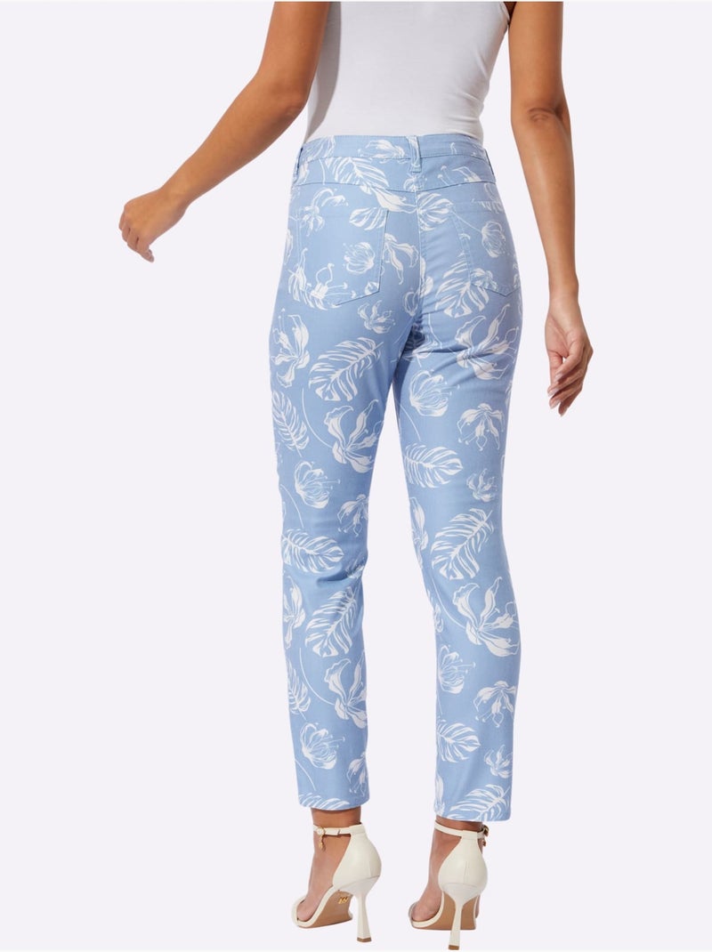 Jean 5 Poches 72% Coton - Taille Standard - Helline Bleu Blanc - Kiabi