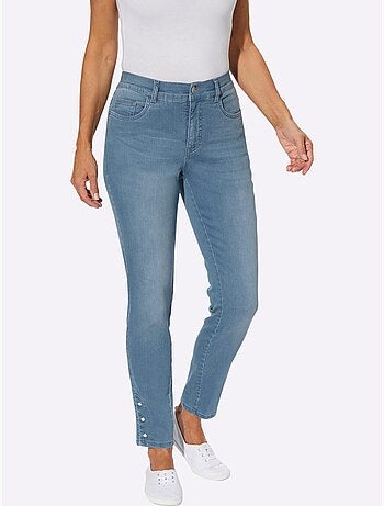 Jean 5 poches à boutons-pression avec ceinture élastique - Taille courte - moda vilona