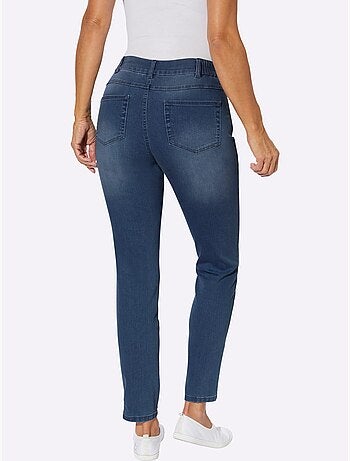 Jean 5 poches à boutons-pression avec ceinture élastique - Taille courte - moda vilona
