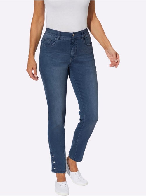 Jean 5 poches à boutons-pression avec ceinture élastique - Taille courte - moda vilona - Kiabi Jean 5 poches à boutons-pression avec ceinture élastique - Taille courte - moda vilona - Kiabi
