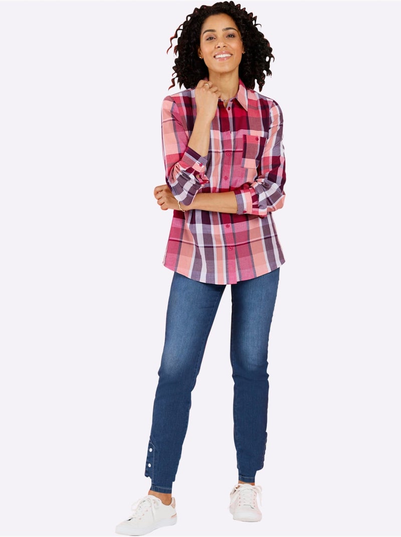 Jean 5 poches à boutons-pression avec ceinture élastique - Taille courte - moda vilona Bleu jean - Kiabi