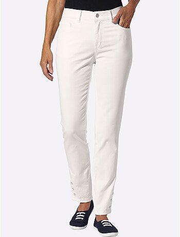 Jean 5 poches à ceinture élastique et boutons-pression - Taille standard - moda vilona