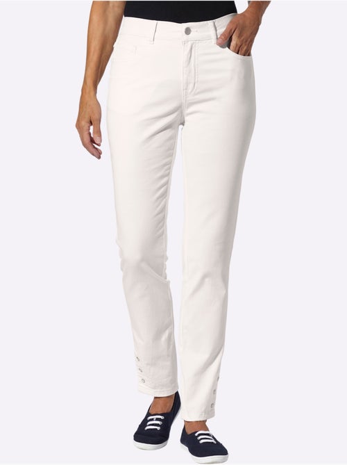 Jean 5 poches à ceinture élastique et boutons-pression - Taille standard - moda vilona - Kiabi Jean 5 poches à ceinture élastique et boutons-pression - Taille standard - moda vilona - Kiabi