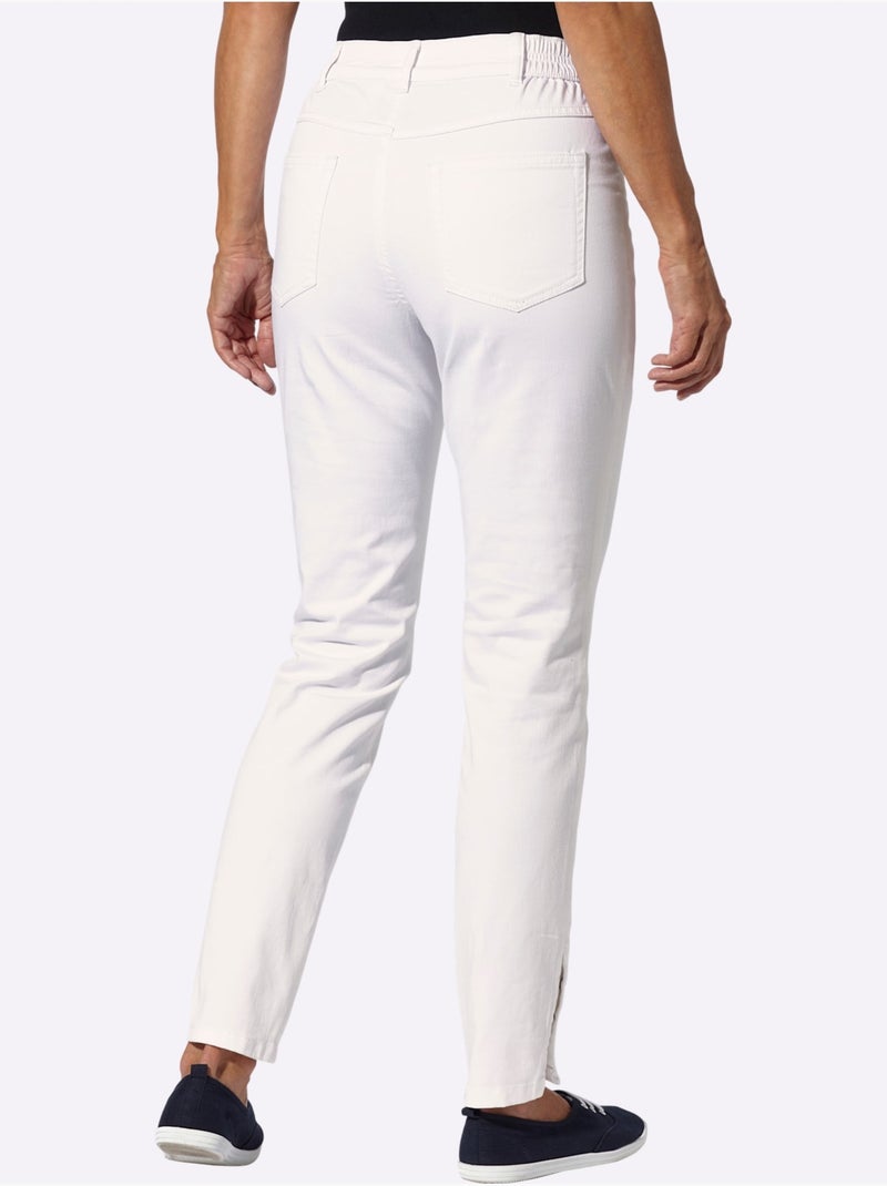 Jean 5 poches à ceinture élastique et boutons-pression - Taille standard - moda vilona Blanc - Kiabi