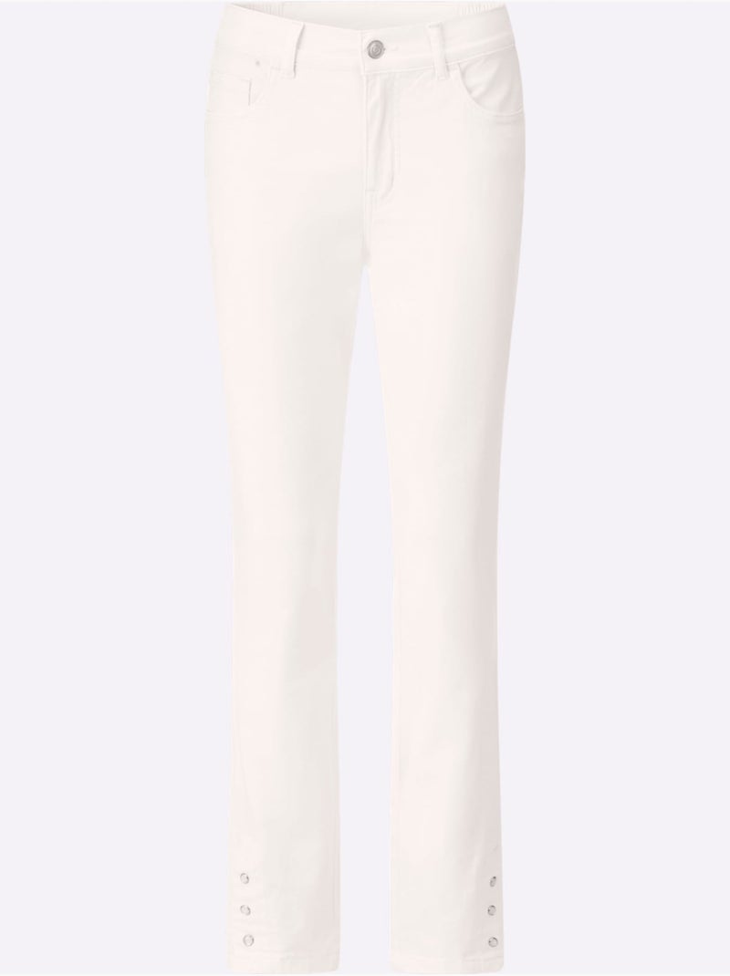 Jean 5 poches à ceinture élastique et boutons-pression - Taille standard - moda vilona Blanc - Kiabi