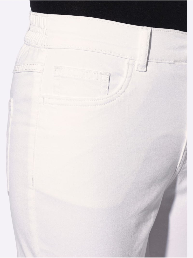 Jean 5 poches à ceinture élastique et boutons-pression - Taille standard - moda vilona Blanc - Kiabi