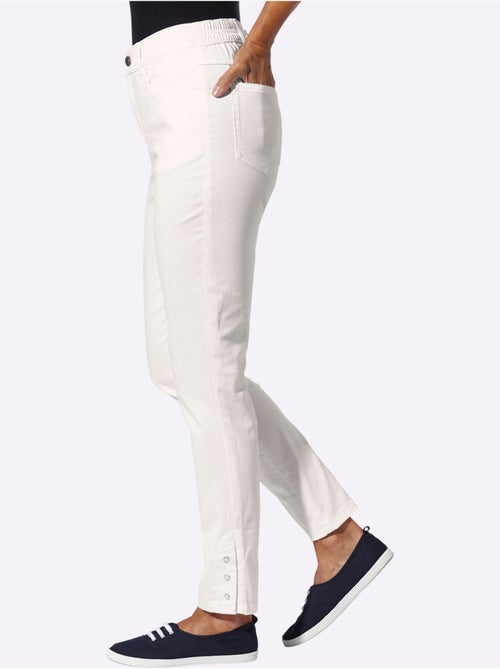 Jean 5 poches à ceinture élastique et boutons-pression - Taille standard - moda vilona - Kiabi Jean 5 poches à ceinture élastique et boutons-pression - Taille standard - moda vilona - Kiabi