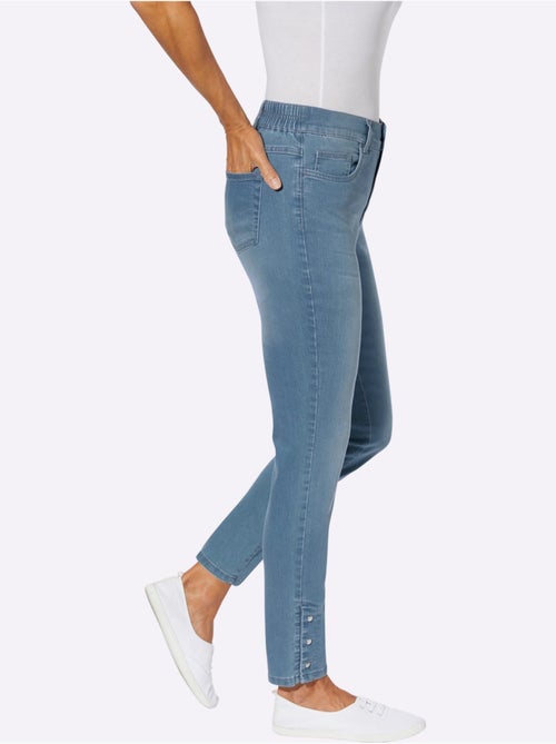 Jean 5 poches à ceinture élastique et boutons-pression - Taille standard - moda vilona - Kiabi