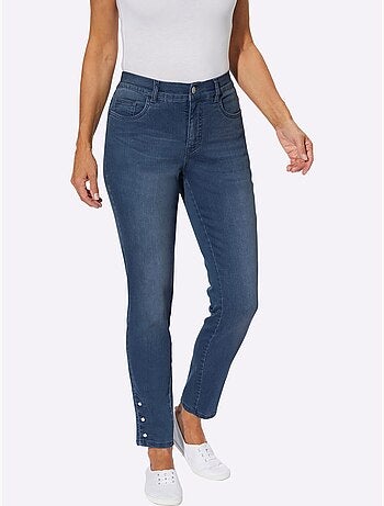 Jean 5 poches à ceinture élastique et boutons-pression - Taille standard - moda vilona
